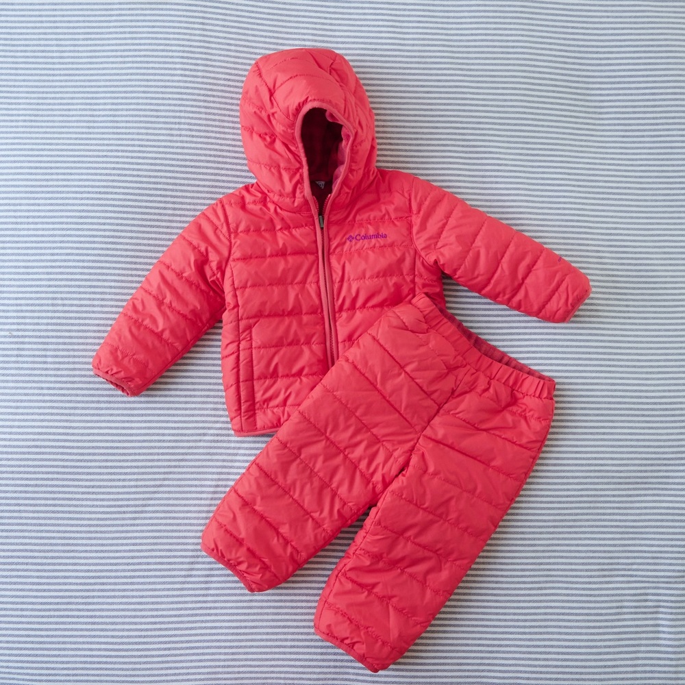 girls Columbia fleece lined bunting snow suit 18m